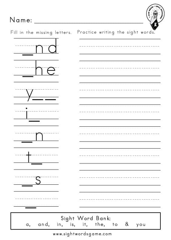 Dolch Sight Word Worksheets Sight Words Reading Writing Spelling 
