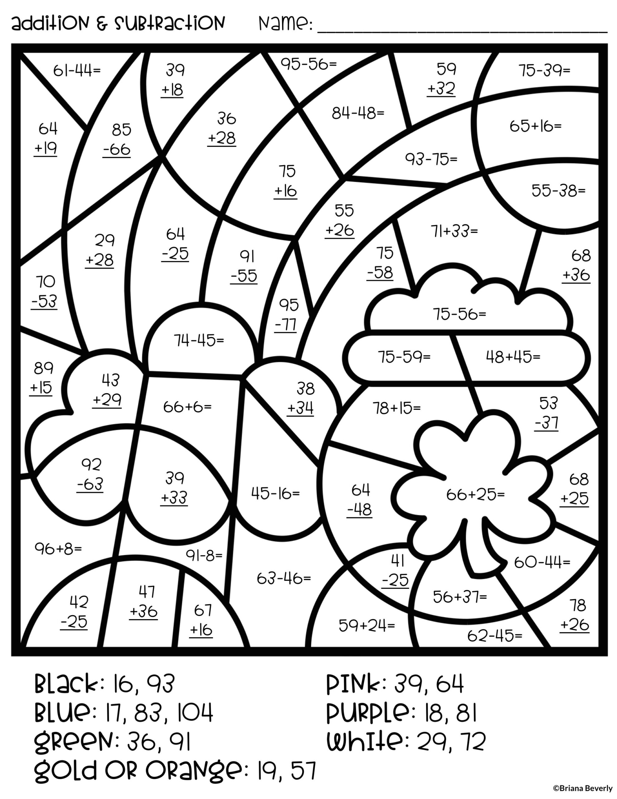 Double Digit Addition Coloring Pages Coloring Home