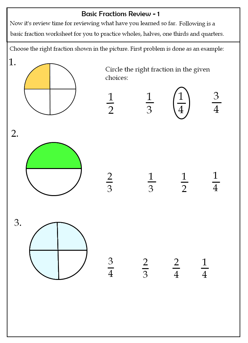 Easy To Hard Fraction Worksheets For Kids Learning Printable