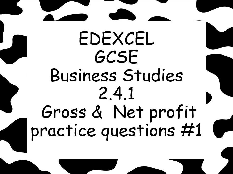 EDEXCEL GCSE Business 2 4 1 Gross And Net Profit Practice Questions 