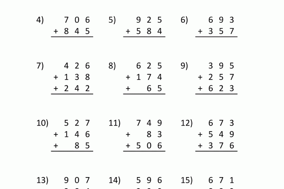 Elementary Mathematics Worksheets Learning Printable