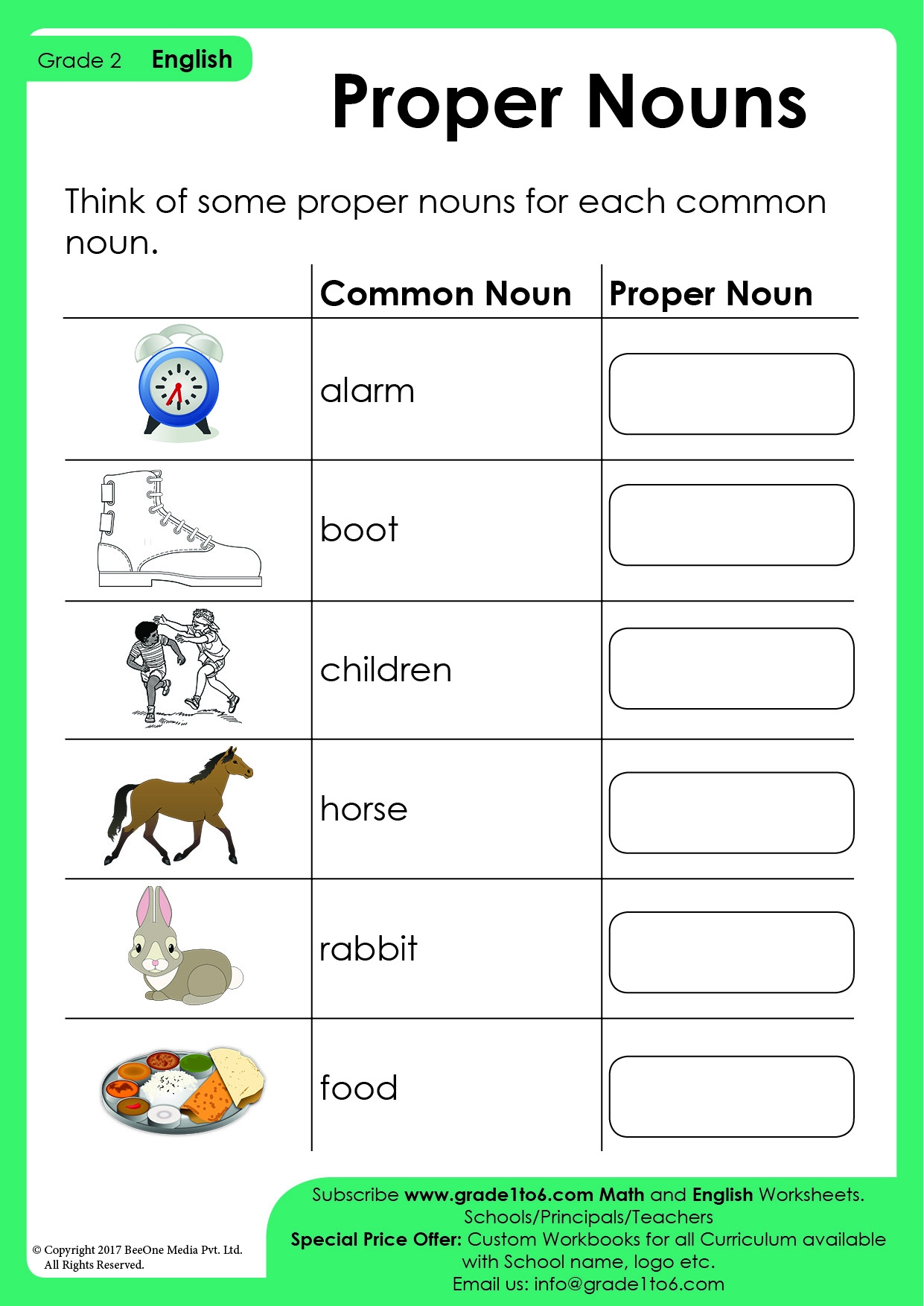 English Worksheet For Class 2 Of Proper Noun Grammar Worksheets Library