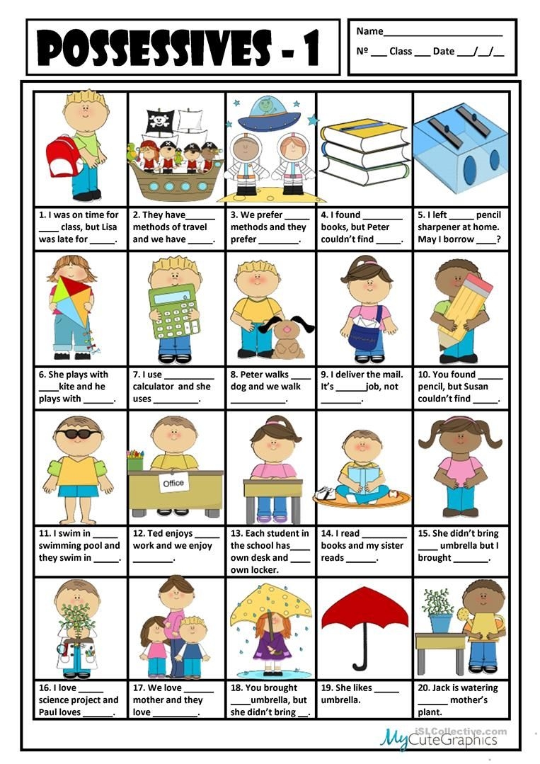 Esl Possessive Adjectives Worksheet Adjectiveworksheets