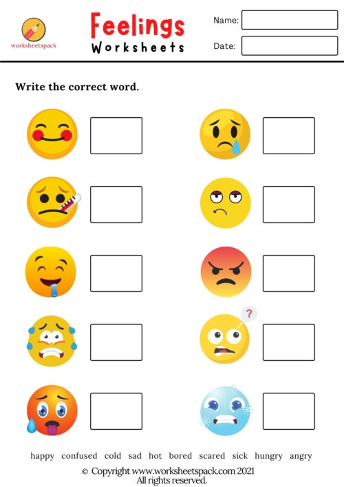 Feelings Worksheets PDF Worksheetspack