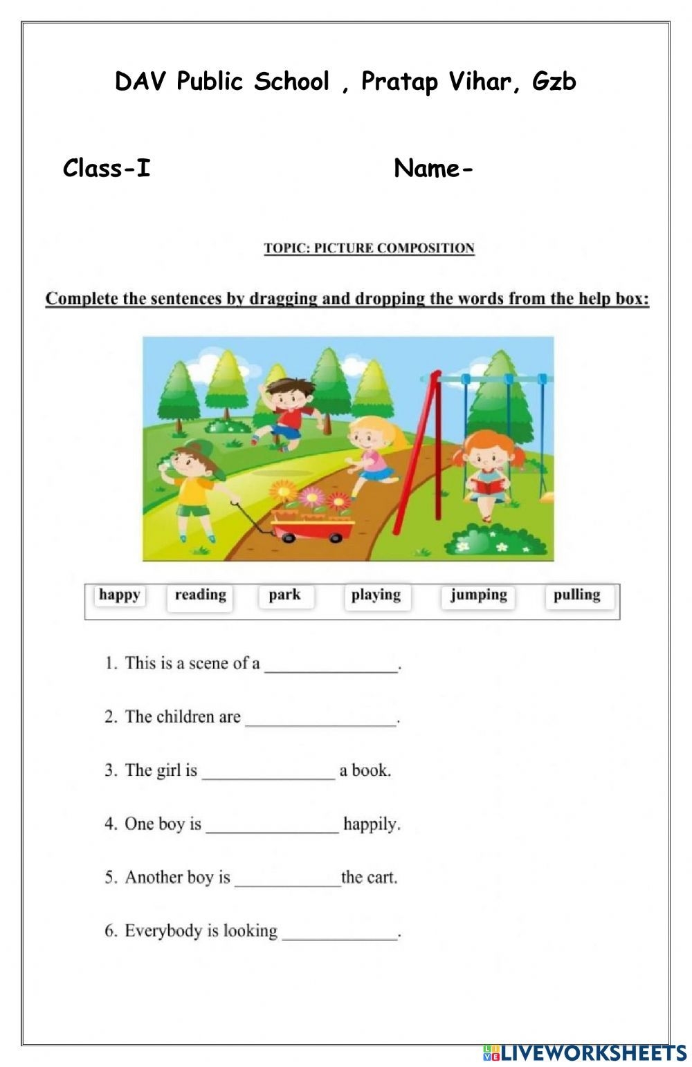 Fill In The Blanks Worksheet For Grade 1