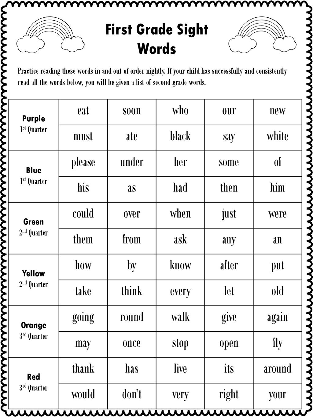 First Grade Sight Words Superstar Worksheets 49 OFF