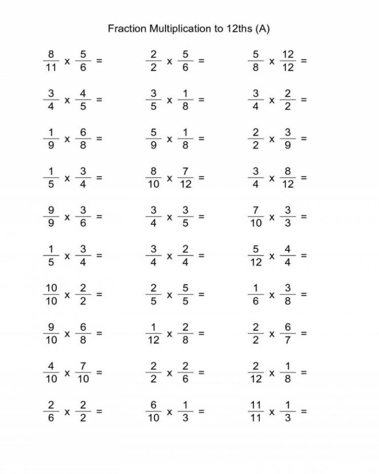 Fraction Multiplications 6Th Grade Math Worksheets K5 Math 