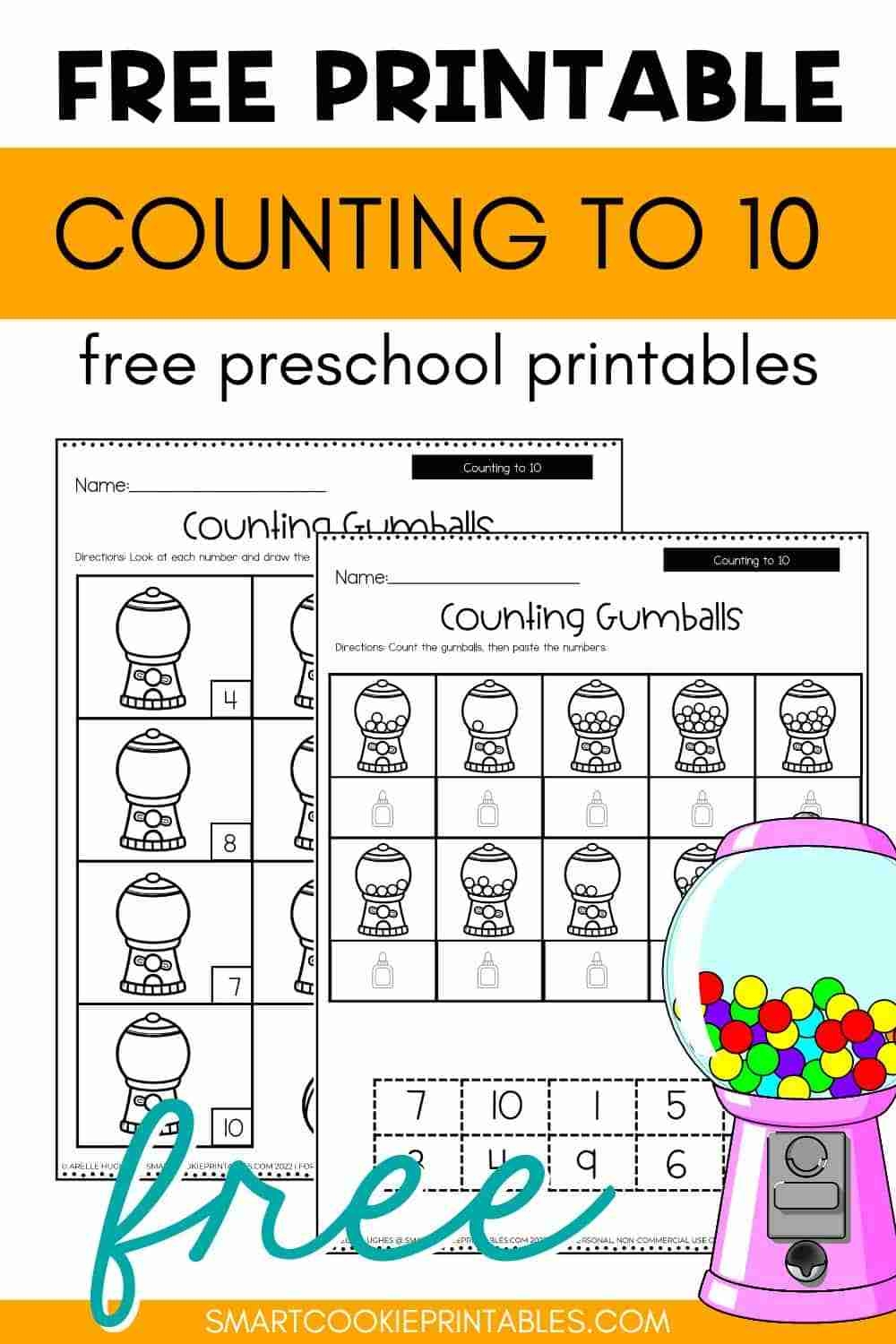 Free Counting To 10 Gumball Worksheets Smart Cookie Printables