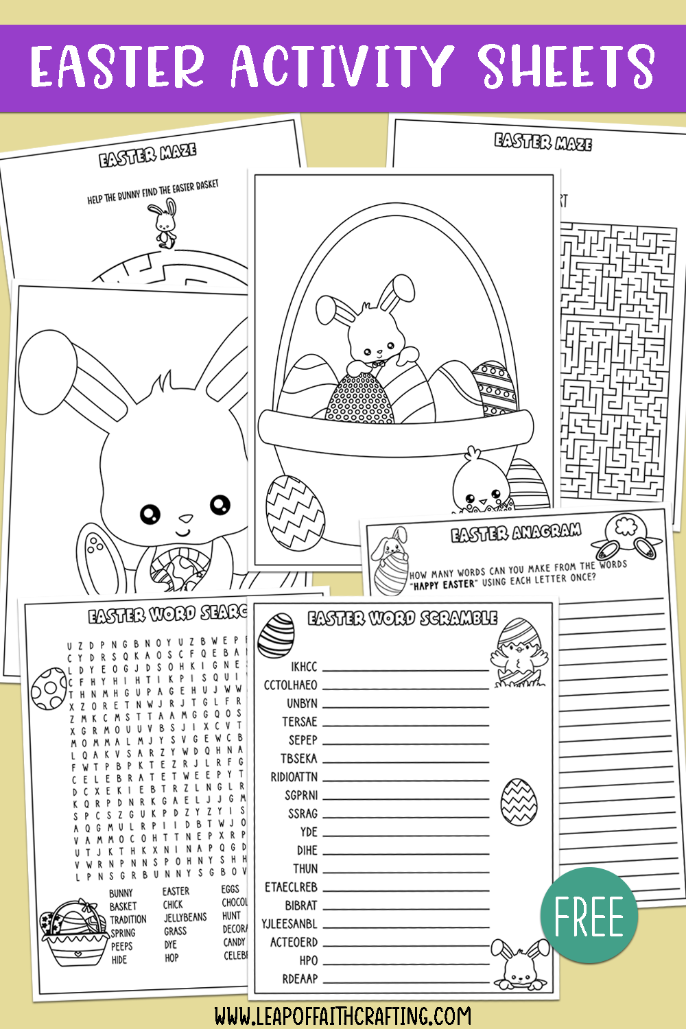 FREE Easter Worksheets PDF Coloring Pages Word Search More Leap 