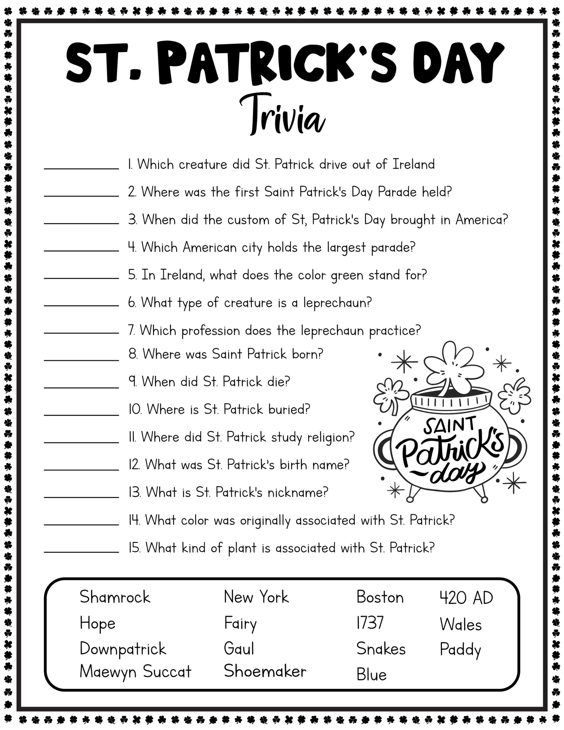 Free Free Printable St Patrick Day Worksheet Download Free Free 