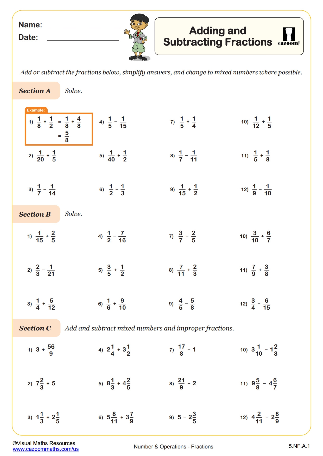 Free Ged Worksheet Adding And Subtracting Fractions Download Free Ged 