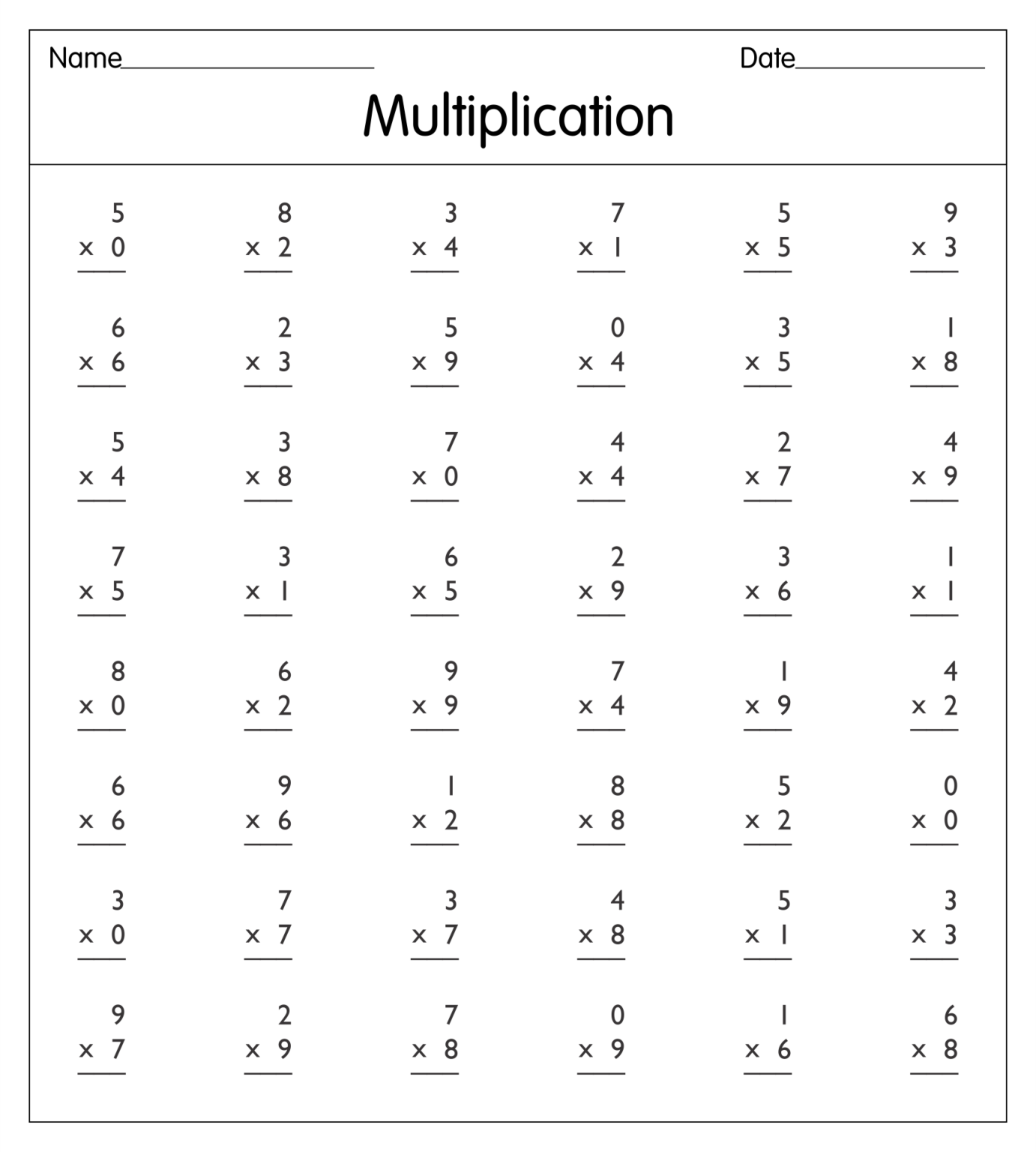 Free Multiplication Worksheets Printable Printable Worksheets
