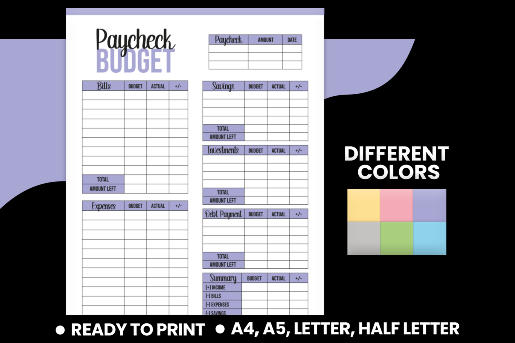 Free Paycheck Planner Budget Worksheet Printable Worksheets