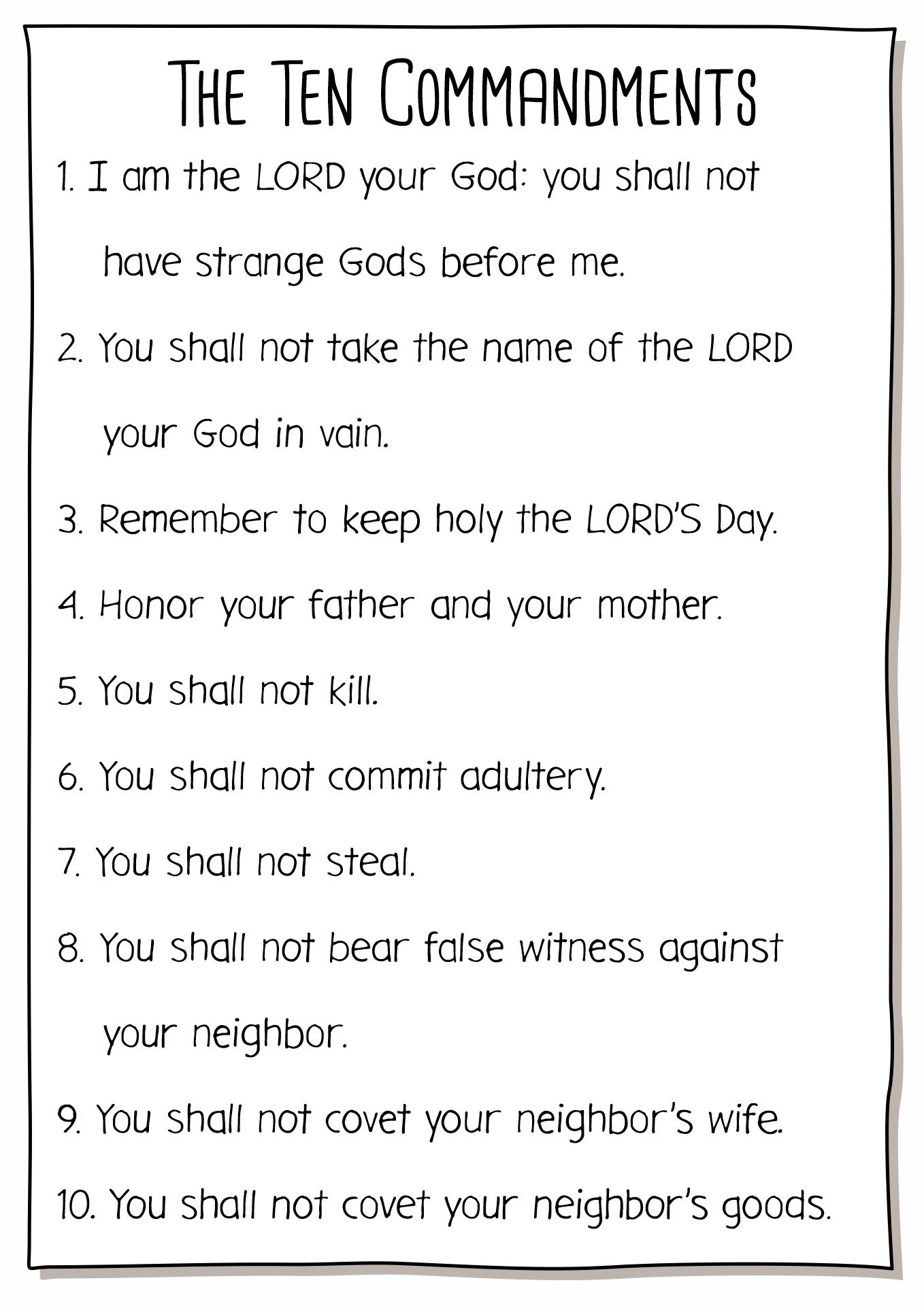 Free Printable 10 Commandments Printable Worksheets