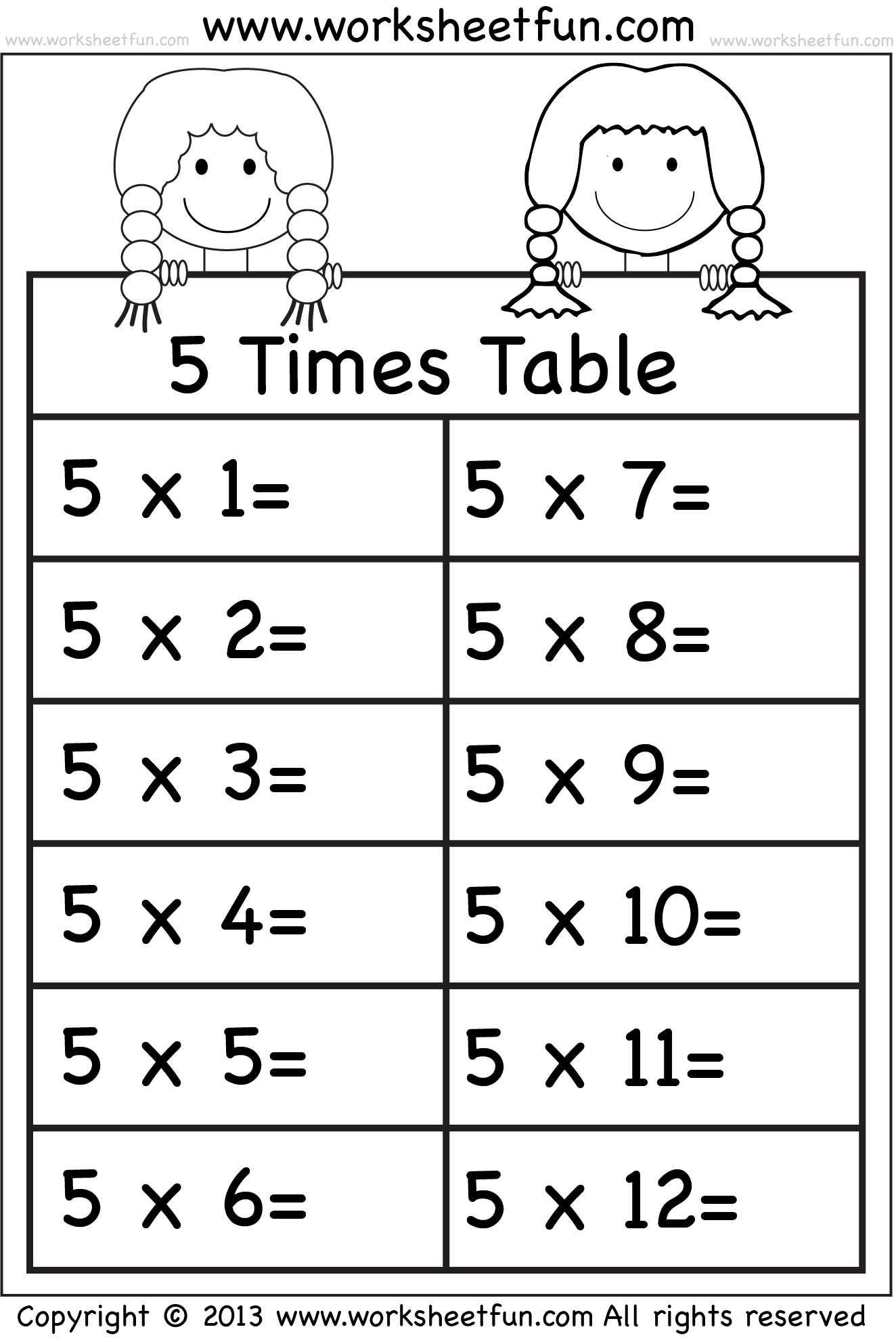 Free Printable 5 Times Tables Worksheets FREE PRINTABLE TEMPLATES