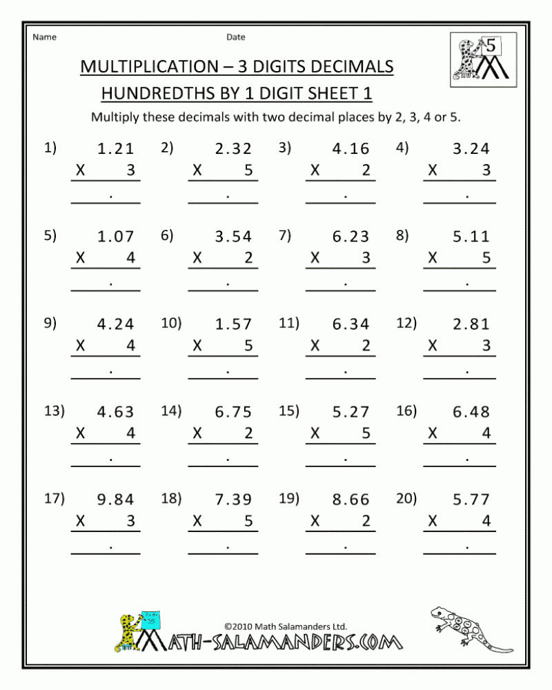 Free Printable 5th Grade Math Worksheets Math Worksheets Printable