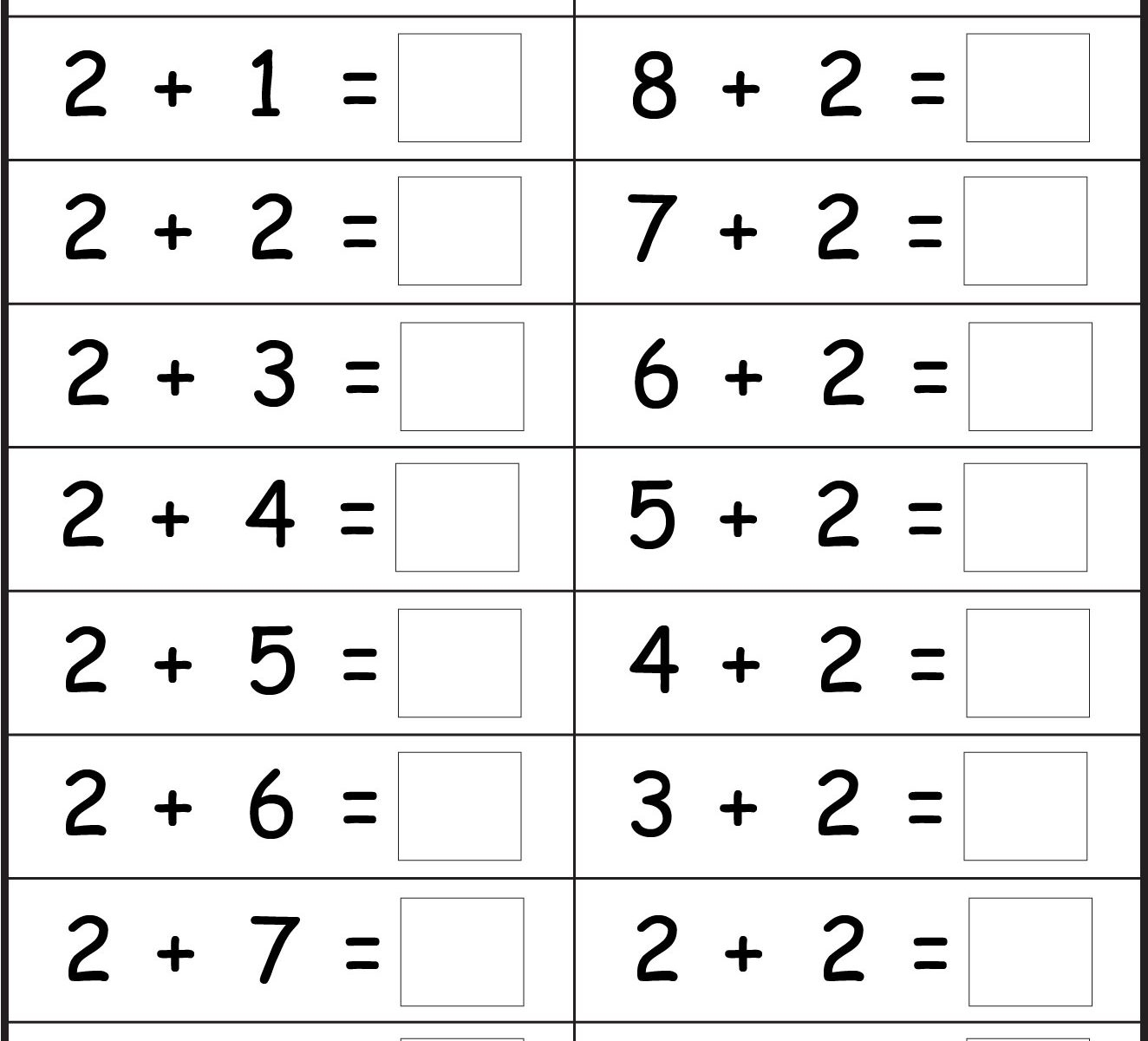 Free Printable Addition Worksheets Kindergarten