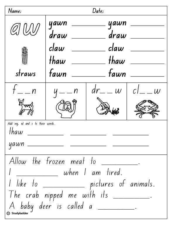 Free Printable Au Aw Worksheets Worksheets Printable Template