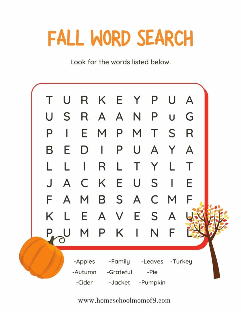 Free Printable Autumn Worksheets