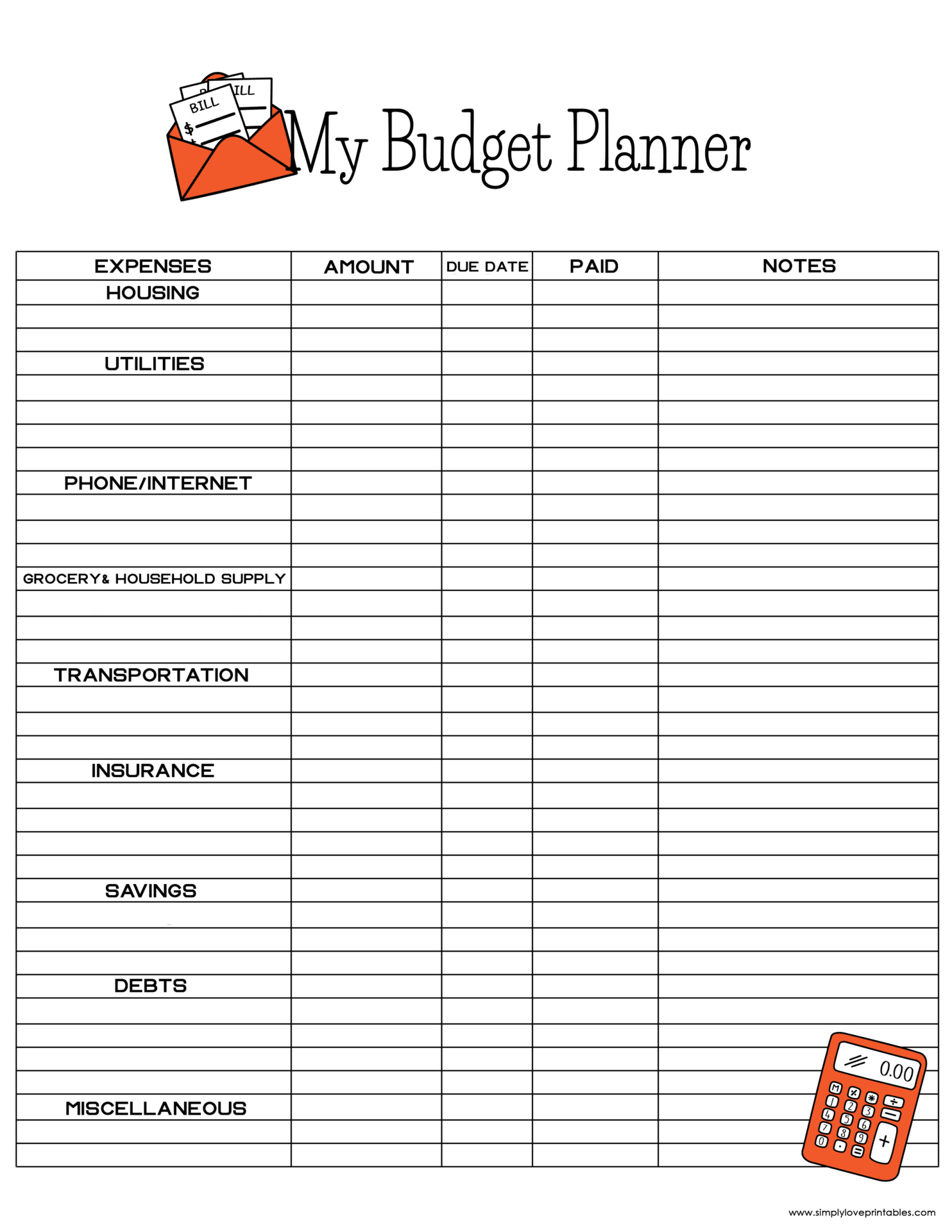 Free Printable Budget Templates Simply Love Printables Worksheets 