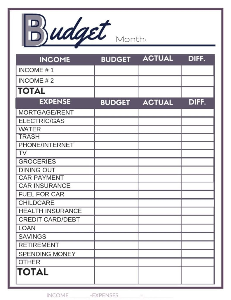 Free Printable Budgeting Worksheets Printable Worksheets
