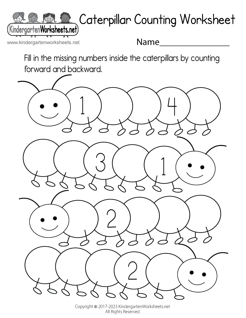 Free Printable Caterpillar Missing Number Worksheet
