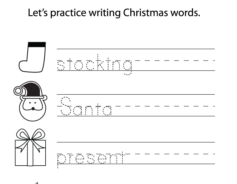 Free Printable Christmas Writing Worksheet For Preschool
