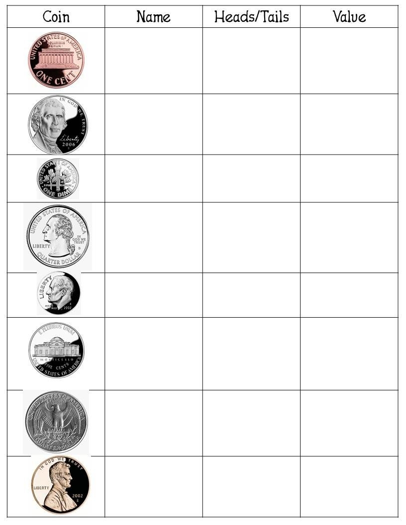 Free Printable Coin Value Worksheets