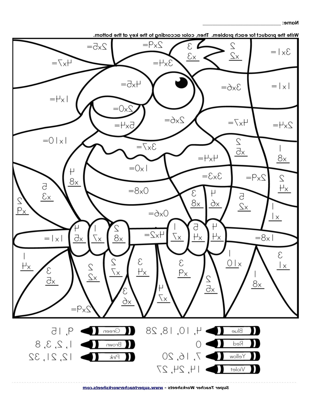 Free Printable Color By Number Multiplication Worksheets Free Printable