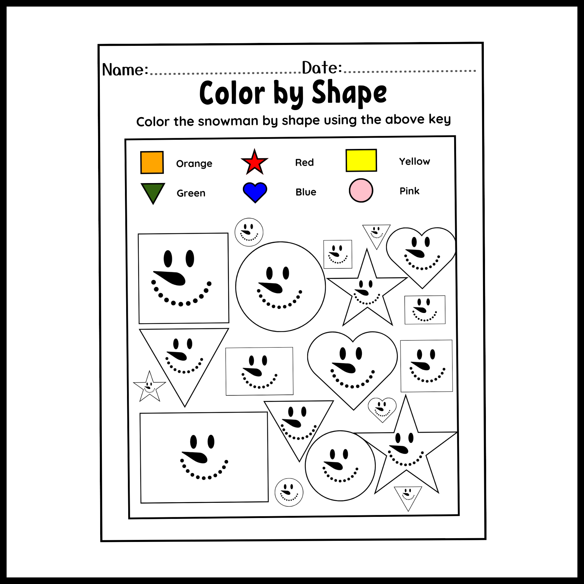 FREE Printable Color By Shape Printable Winter Worksheets Made By 