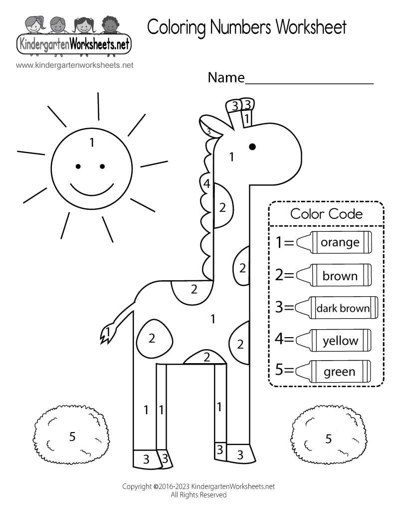 Free Printable Coloring Numbers Worksheet