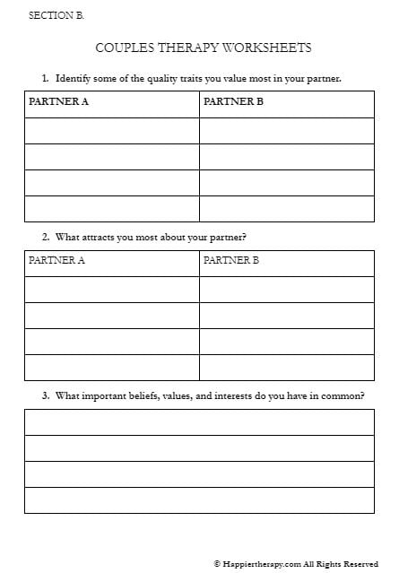 Free Printable Couples Therapy Worksheets Relationship Building Resources