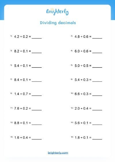 Free Printable Dividing Decimals Worksheet PDF Brighterly