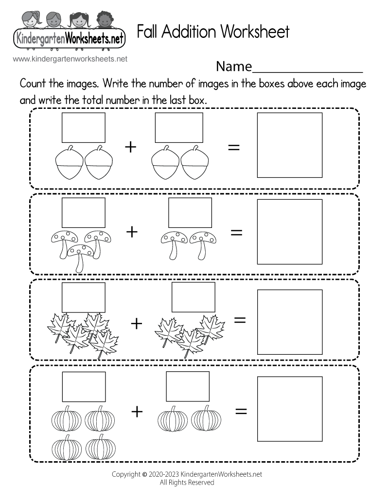 Free Printable Fall Math Worksheet For Kindergarten