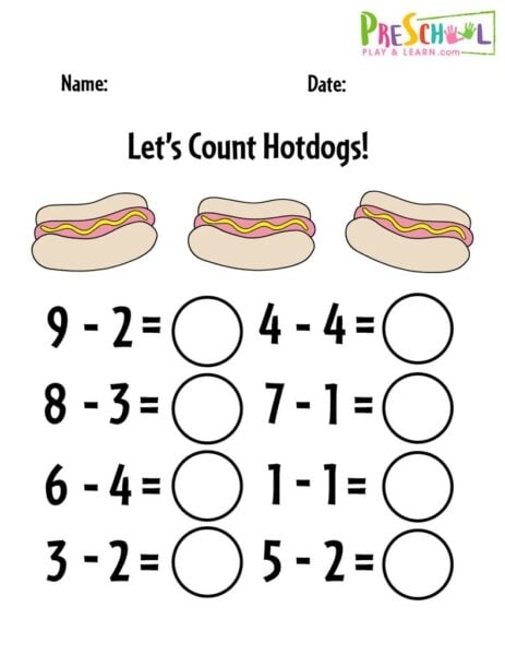 Free Printable Kindergarten Subtraction Worksheets Worksheets For 