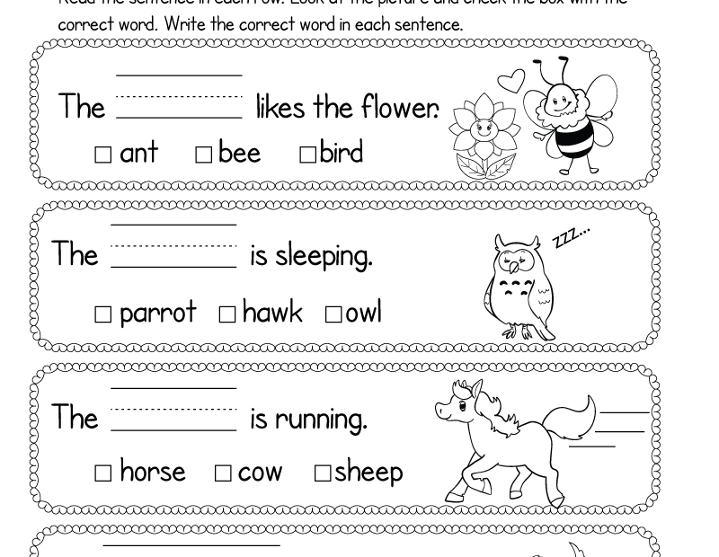 Free Printable Learning To Read Worksheet For Kindergarten