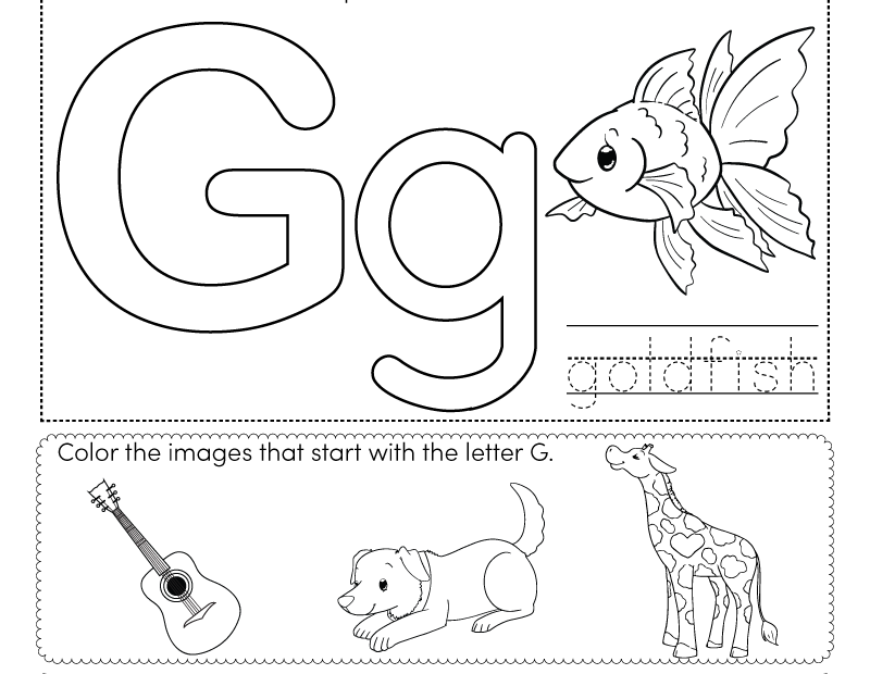 Free Printable Letter G Coloring Worksheet