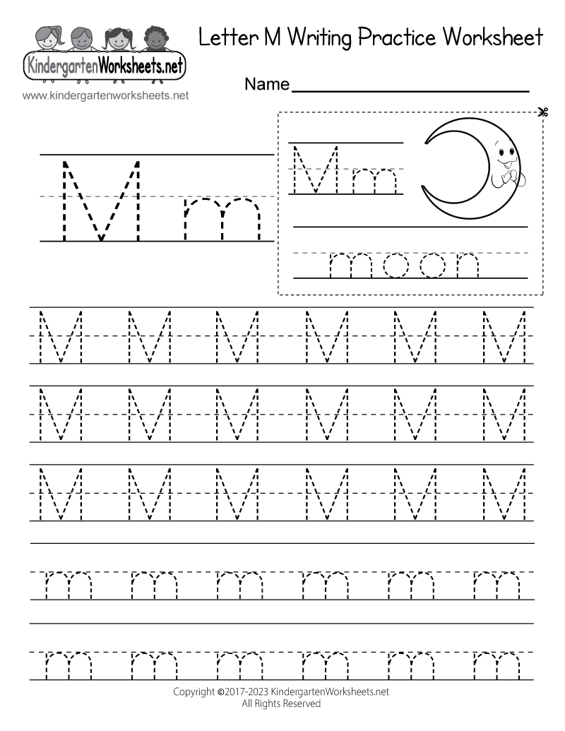 Free Printable Letter M Writing Practice Worksheet For Kindergarten