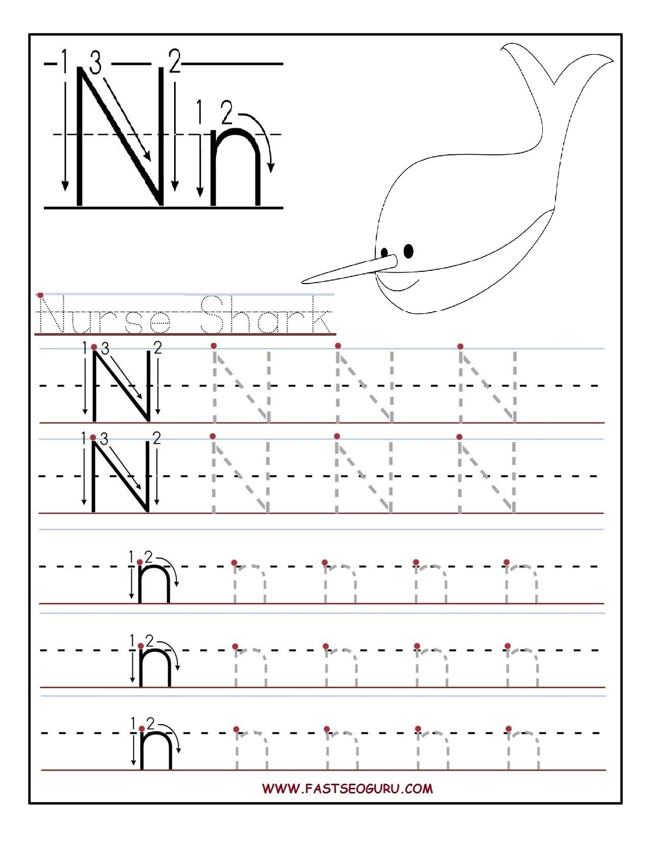 Free Printable Letter N Tracing Worksheets Letter Tracing Worksheets