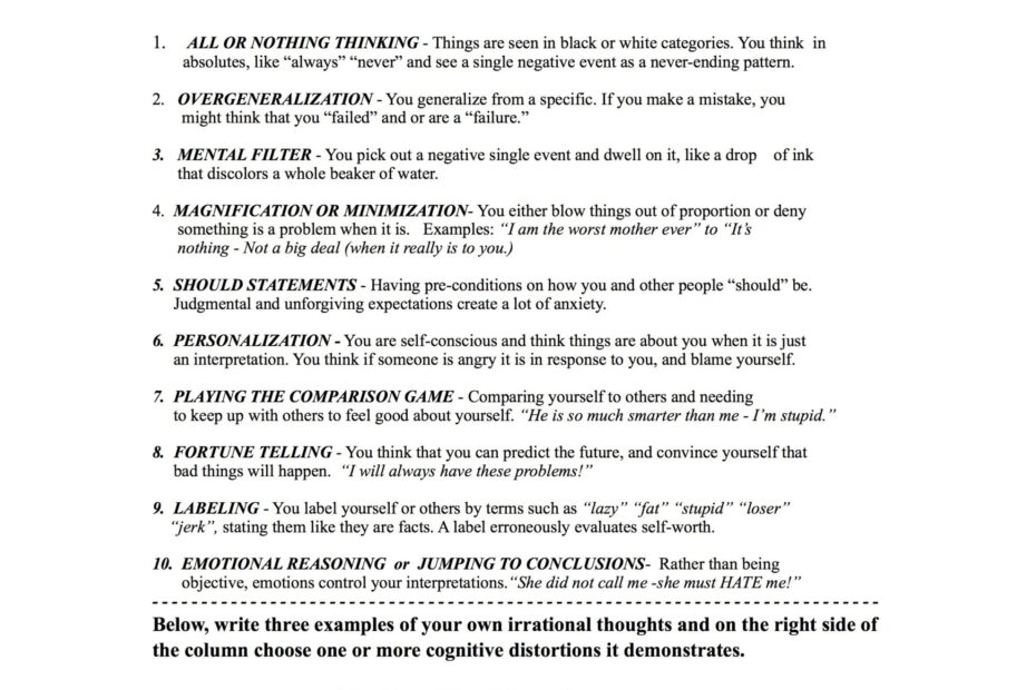 Free Printable Mental Health Worksheets Printable Worksheets