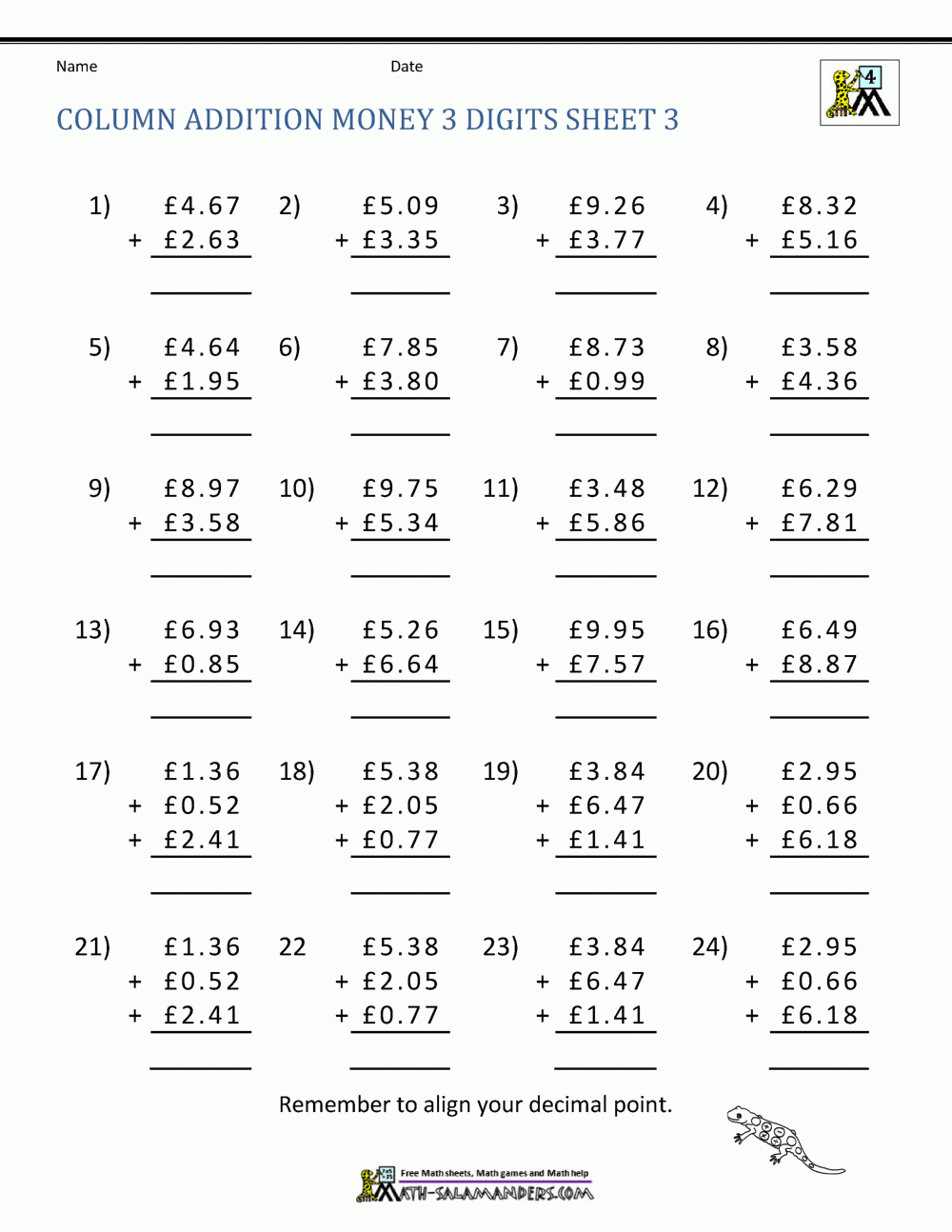 Free Printable Money Worksheets 