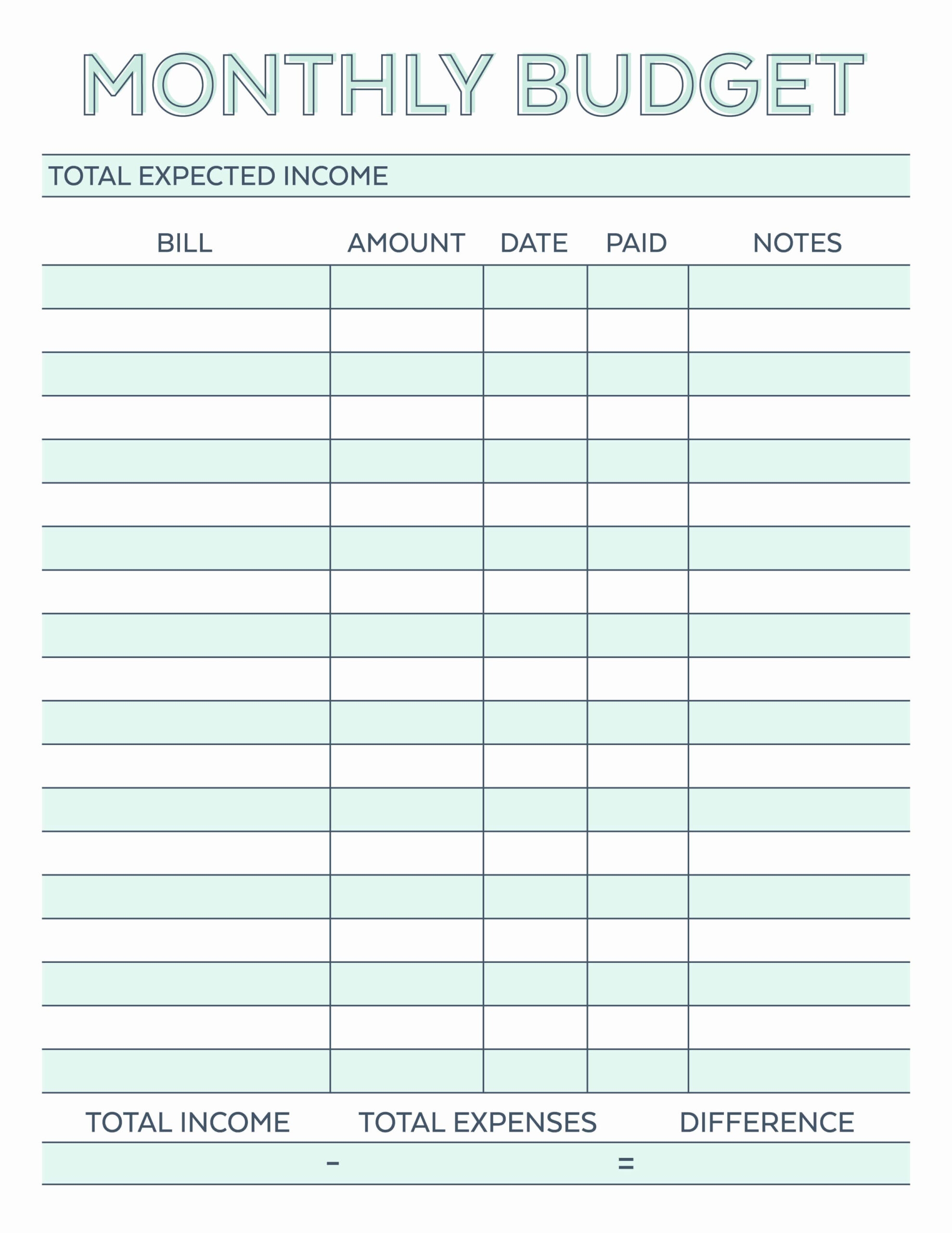 Free Printable Monthly Budget Worksheet Excel Budgeting Worksheets