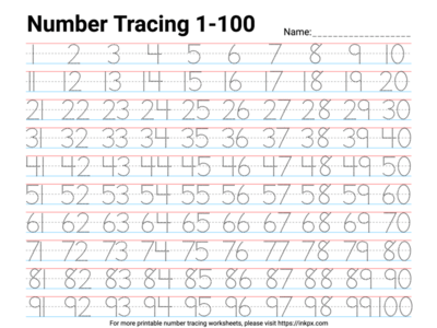 Free Printable Number Tracing Worksheets 1 100 In PDF PNG And JPG
