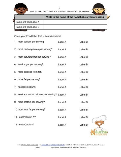 Free Printable Nutrition Worksheets For Adults Printable Worksheets