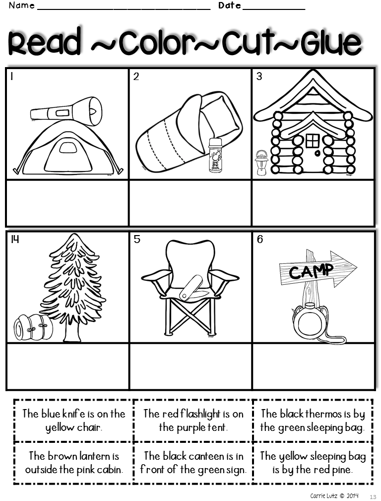 Free Printable Preschool Camping Worksheets
