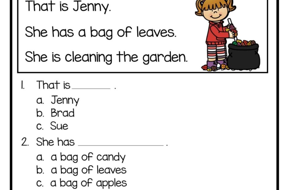 Free Printable Reading Comprehension Worksheets For 1st Grade Reading