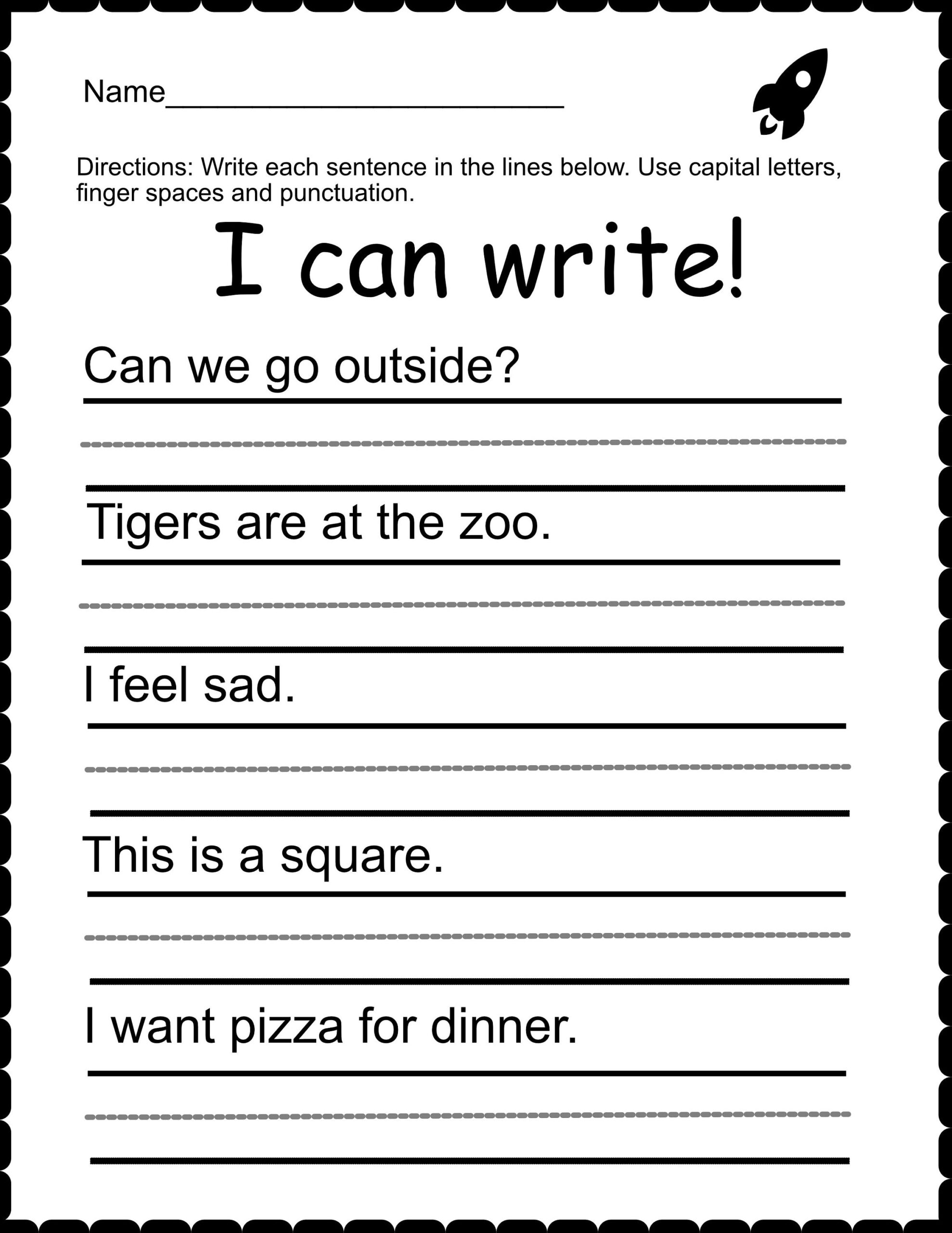 Free Printable Sentence Writing Worksheets For Kindergarten 