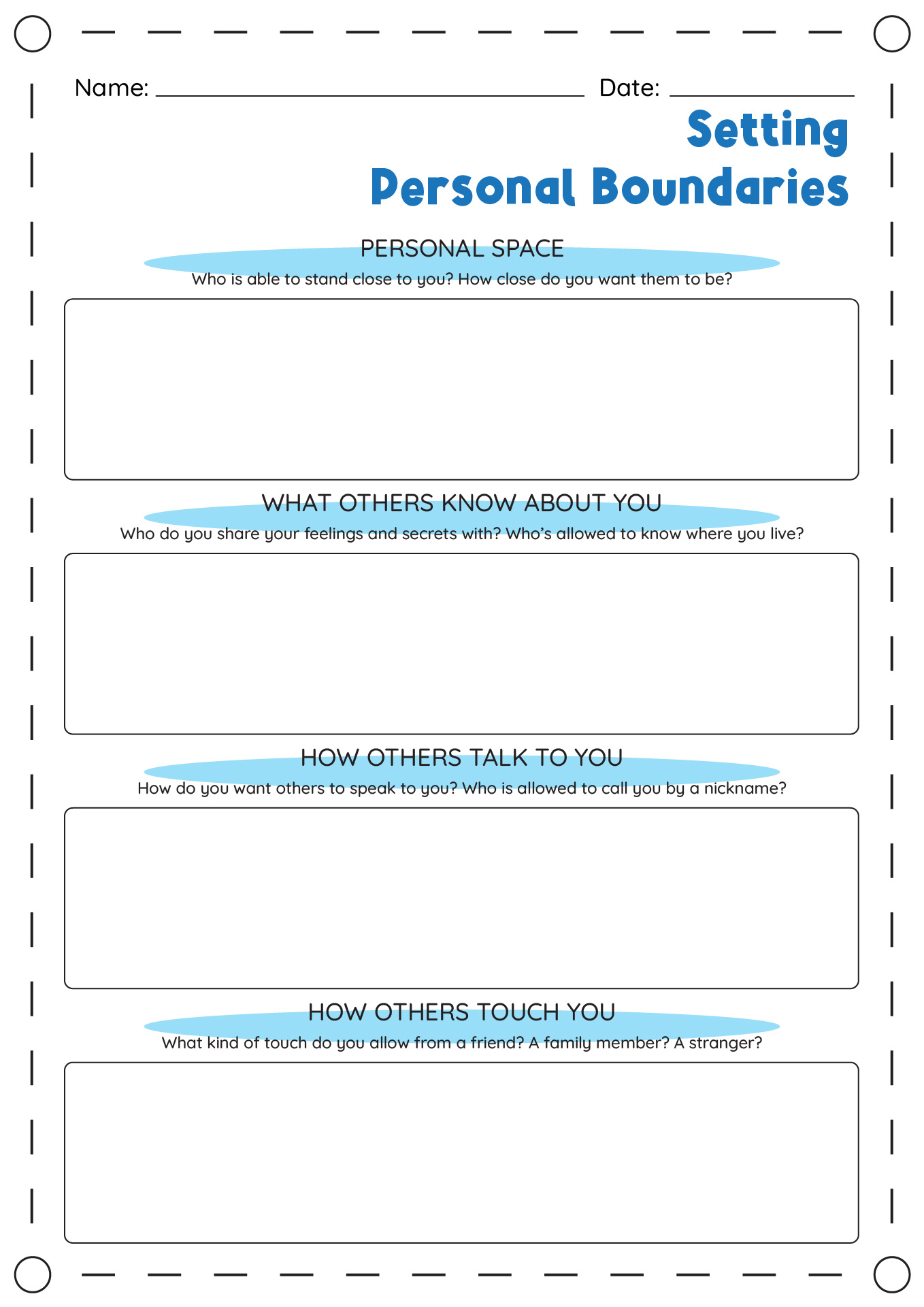 Free Printable Setting Boundaries Worksheet Dev onallcylinders