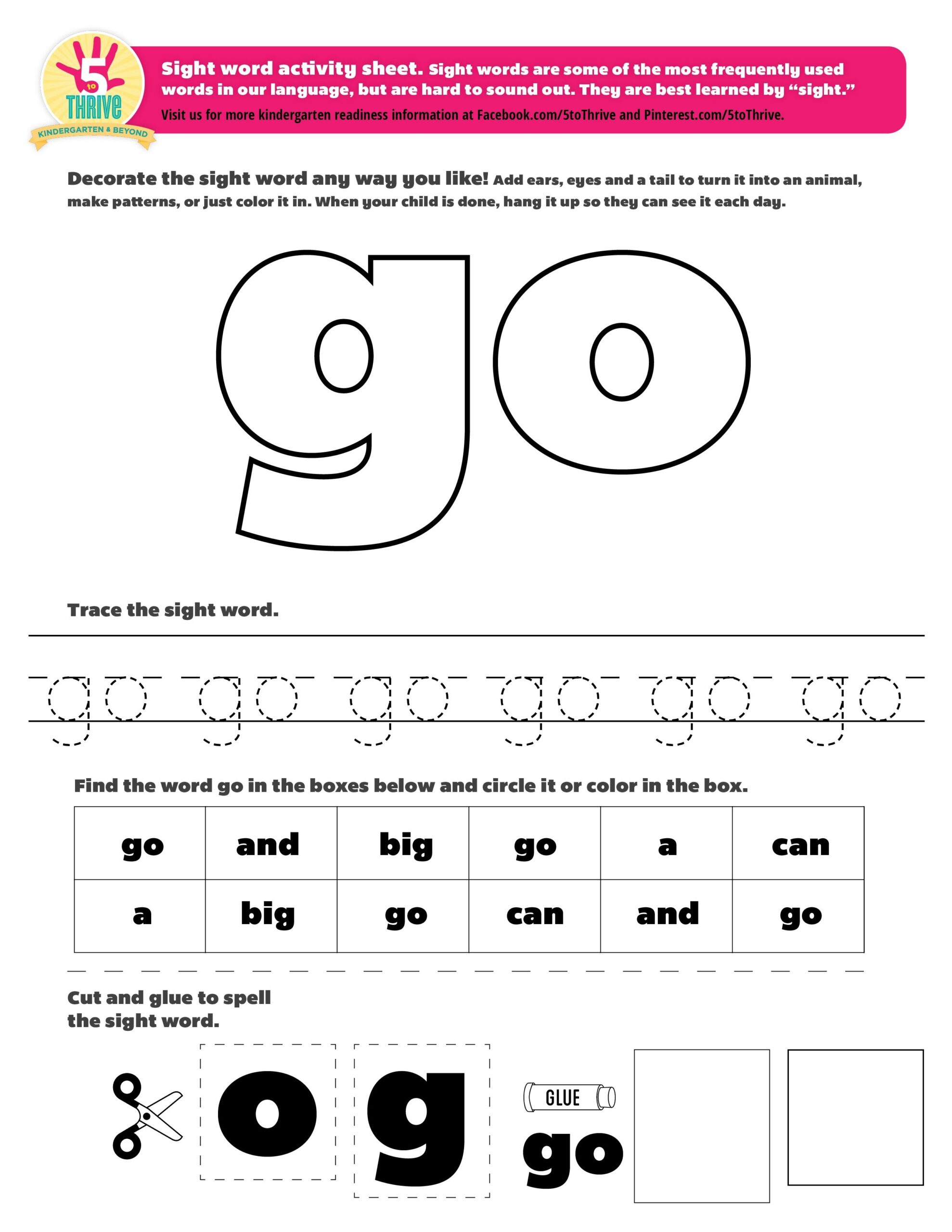 Free Printable Sight Word Worksheets