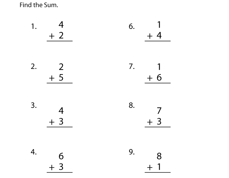 Free Printable Simple Addition Worksheet